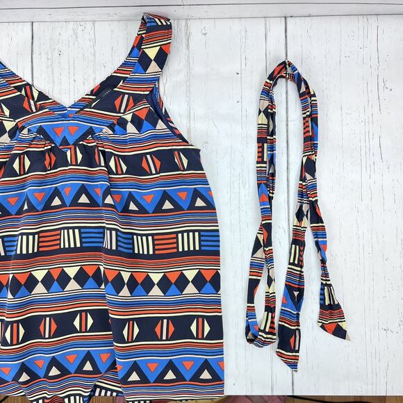 Marc by Marc Jacobs Silk Dress Size Small Aztec Print V Neck Waist Tie Y2K Retro - Picture 11 of 13